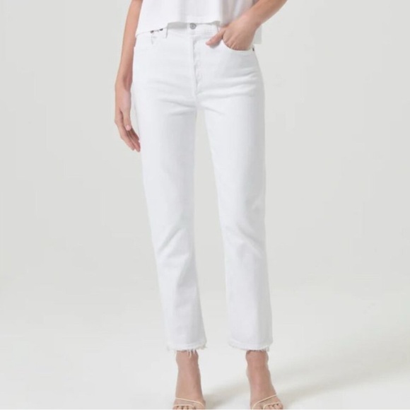 Agolde Women's Riley White Straight Leg Jeans - Picture 1 of 6